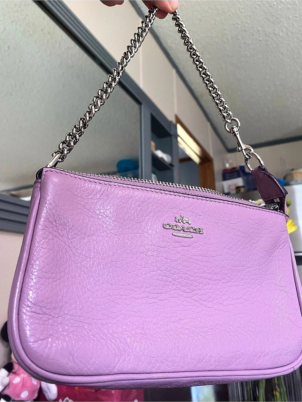Coach F17223 Leather Shoulder Bag in Purple